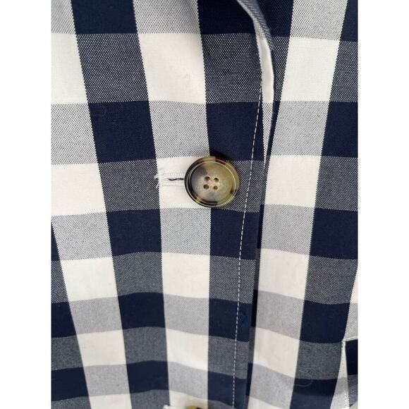 NWT J. Crew Navy Blue Icon Belted Trench in Oversized Gingham Plaid size 4 - Picture 4 of 8